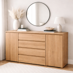 Komoda Cosmic C06 dąb riviera 184 cm – nowoczesna, 4 szuflady + 2 drzwi, pojemna komoda do salonu i sypialni