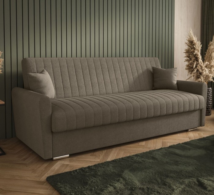 Sofa rozkładana 3-osobowa Bona boucle ciemnobeżowy – sofa z funkcją spania