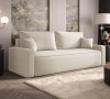 Sofa rozkładana 3-osobowa Rome jasnobeżowa – kanapa z funkcją spania i pojemnikiem, tkanina boucle