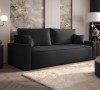Sofa rozkładana 3-osobowa Rome czarna – kanapa z funkcją spania i pojemnikiem, tkanina boucle