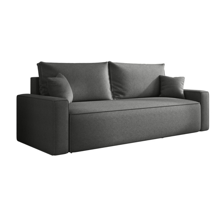 Sofa rozkładana 3-osobowa Rome ciemnoszara – kanapa z funkcją spania i pojemnikiem, tkanina boucle