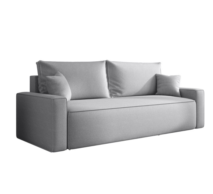 Sofa rozkładana 3-osobowa Rome jasnoszara – kanapa z funkcją spania i pojemnikiem, tkanina plecionka