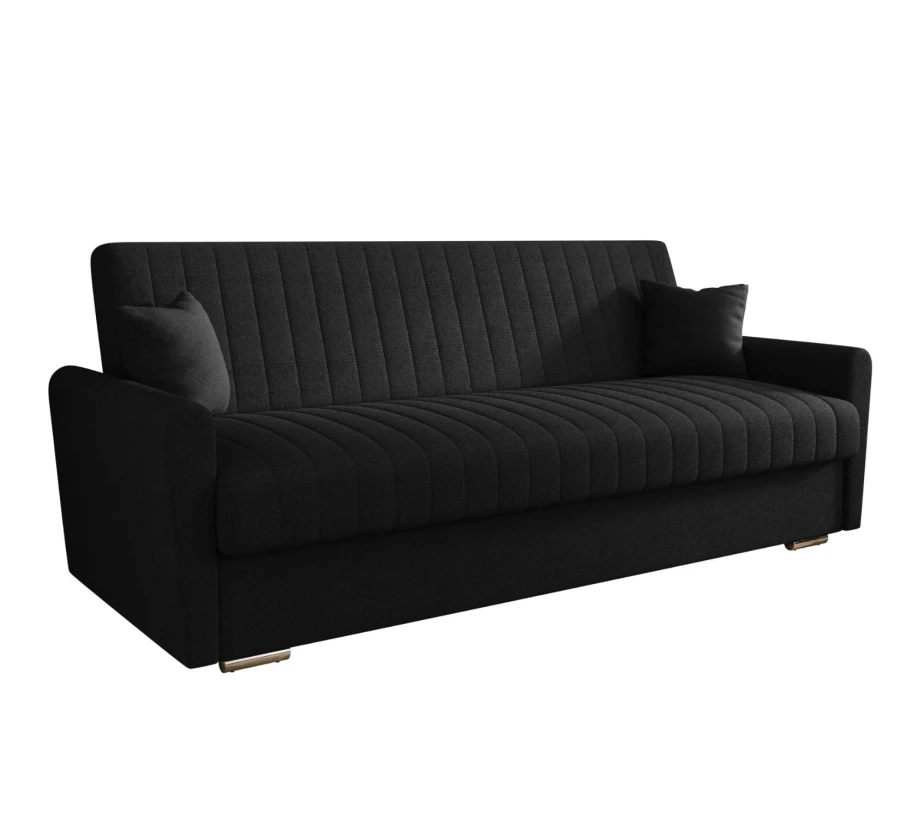 Sofa rozkładana 3-osobowa Bona boucle czarny – sofa z funkcją spania
