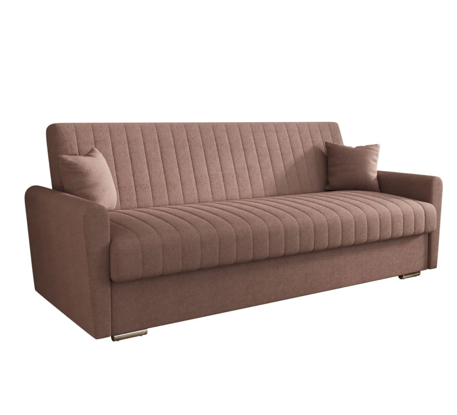 Sofa rozkładana 3-osobowa Bona boucle brudny róż – sofa z funkcją spania