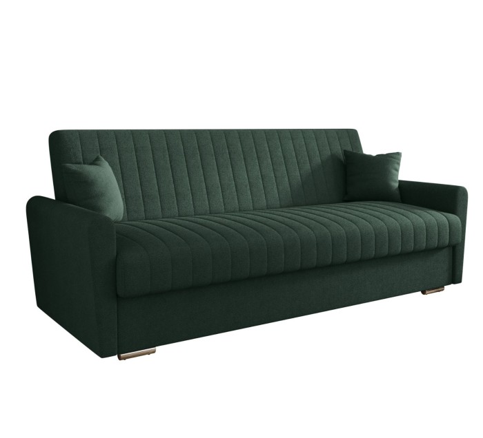 Sofa rozkładana 3-osobowa Bona boucle ciemnozielony – sofa z funkcją spania