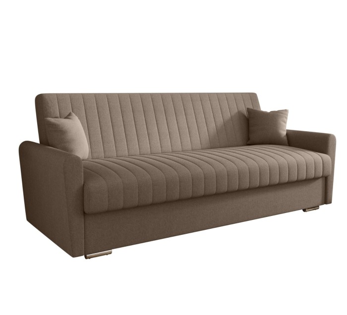 Sofa rozkładana 3-osobowa Bona plecionka ciemnobeżowa – sofa z funkcją spania