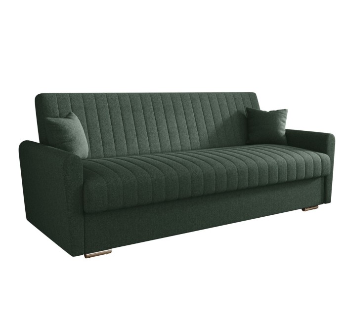 Sofa rozkładana 3-osobowa Bona plecionka ciemnozielona – sofa z funkcją spania