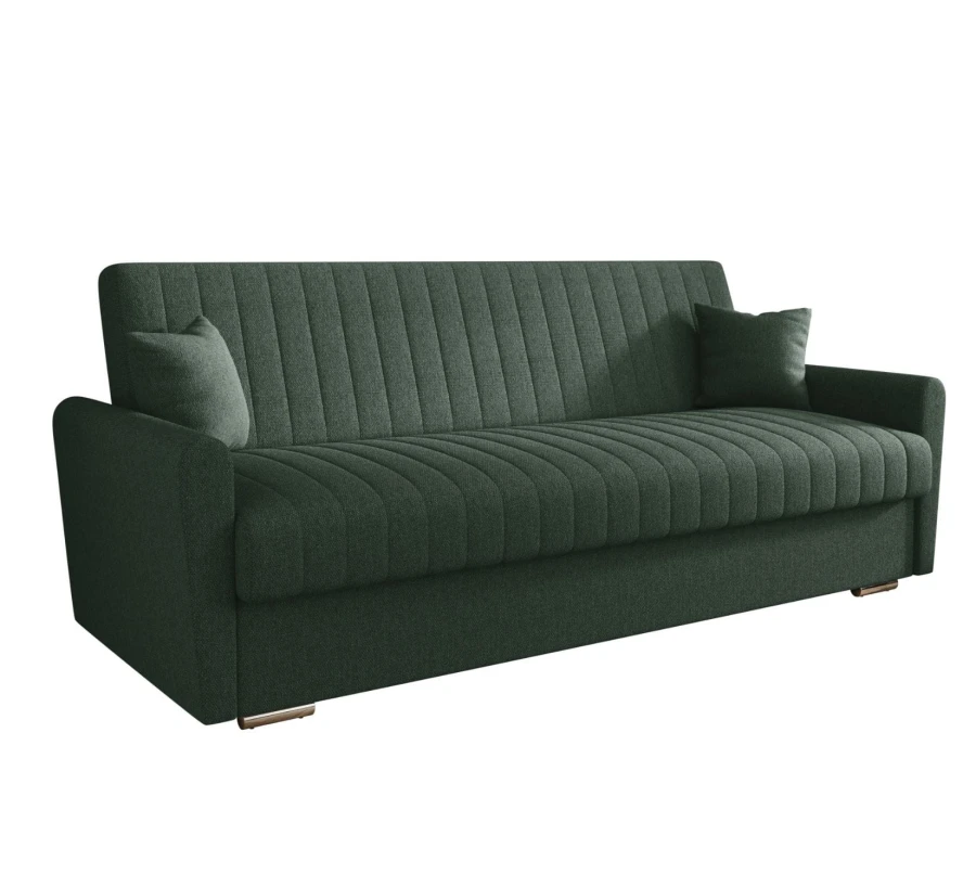 Sofa rozkładana 3-osobowa Bona plecionka ciemnozielona – sofa z funkcją spania