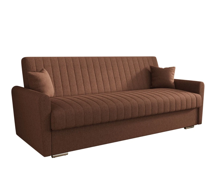 Sofa rozkładana 3-osobowa Bona plecionka miedziana – sofa z funkcją spania