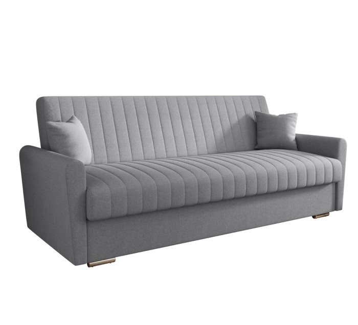 Sofa rozkładana 3-osobowa Bona plecionka jasnoszara – sofa z funkcją spania