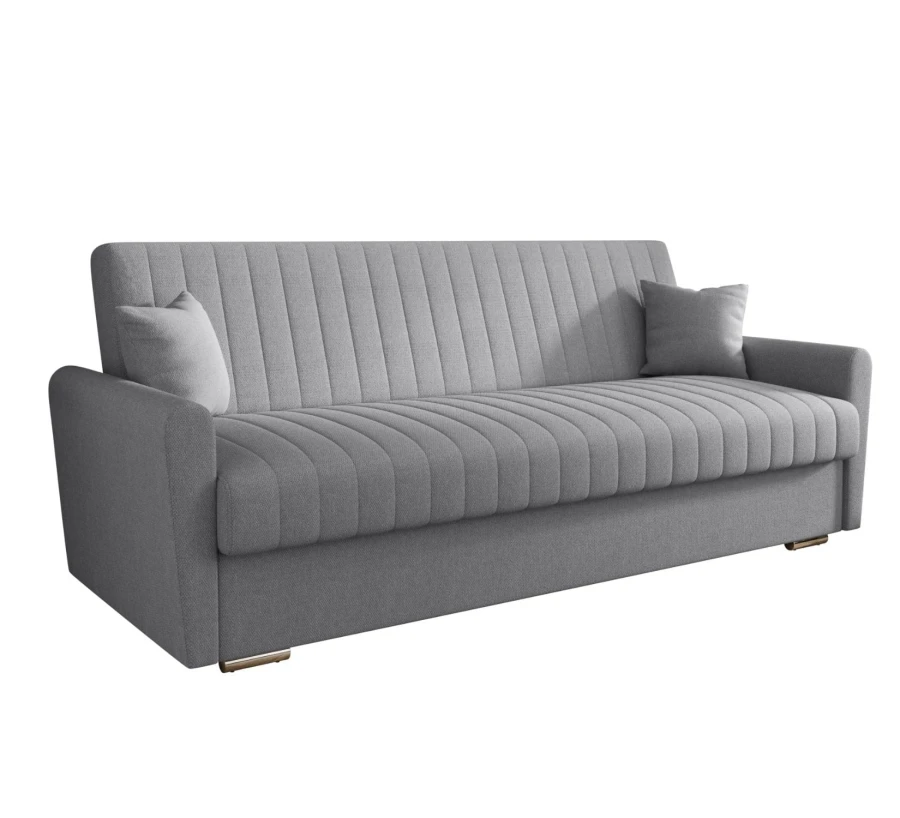 Sofa rozkładana 3-osobowa Bona plecionka jasnoszara – sofa z funkcją spania