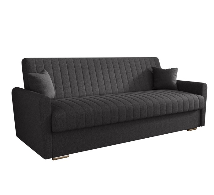 Sofa rozkładana 3-osobowa Bona plecionka ciemnoszara – sofa z funkcją spania