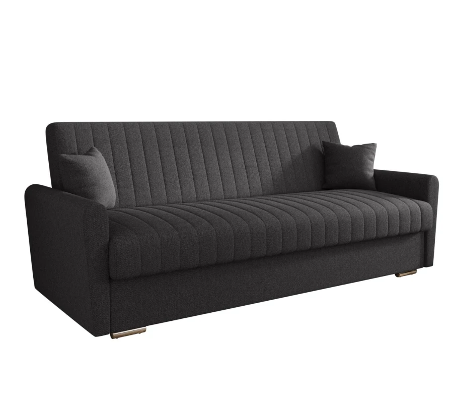 Sofa rozkładana 3-osobowa Bona plecionka ciemnoszara – sofa z funkcją spania