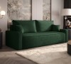 Sofa rozkładana 3-osobowa Rome ciemnozielona – kanapa z funkcją spania i pojemnikiem, tkanina welur