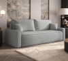 Sofa rozkładana 3-osobowa Rome szara – kanapa z funkcją spania i pojemnikiem, tkanina welur