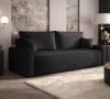 Sofa rozkładana 3-osobowa Rome czarna – kanapa z funkcją spania i pojemnikiem, tkanina welur