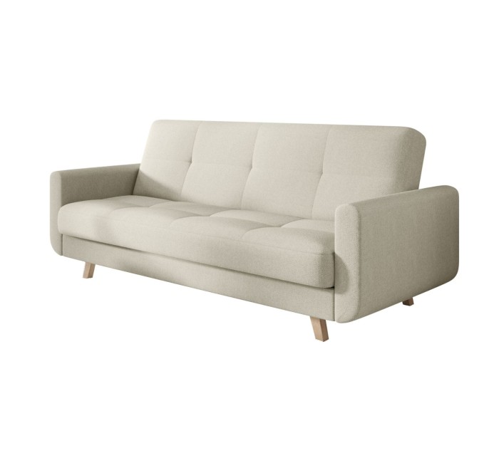 Jasnobeżowa sofa rozkładana Milo w salonie – nowoczesna kanapa z funkcją spania