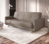 Ciemnobeżowa sofa rozkładana Milo w salonie – nowoczesna kanapa z funkcją spania