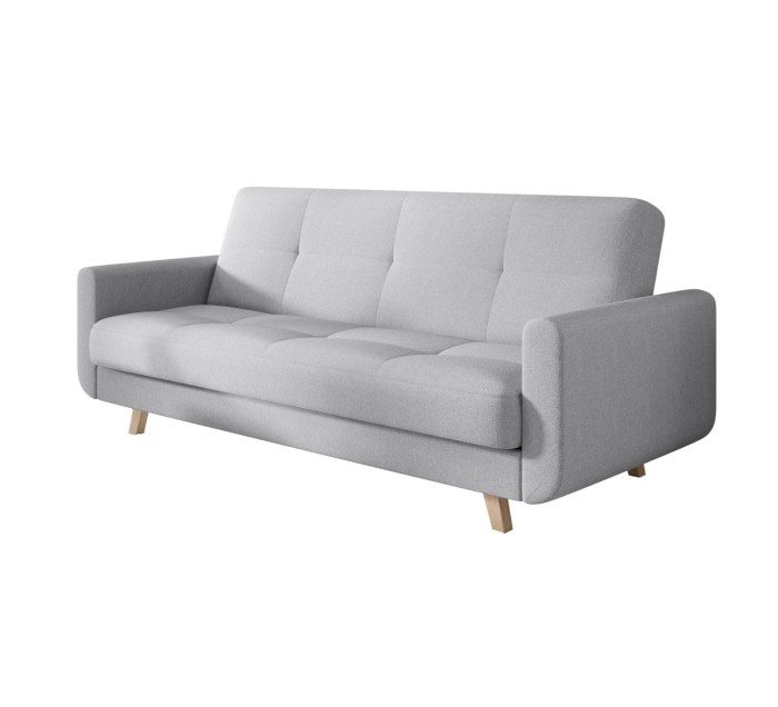 Jasnoszara sofa rozkładana Milo w salonie – nowoczesna kanapa z funkcją spania
