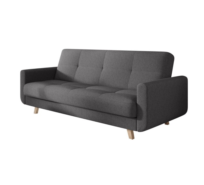 Ciemnoszara sofa rozkładana Milo w salonie – nowoczesna kanapa z funkcją spania