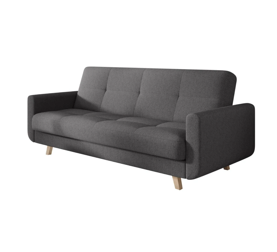 Ciemnoszara sofa rozkładana Milo w salonie – nowoczesna kanapa z funkcją spania