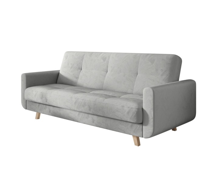 Szara sofa rozkładana Milo w salonie – nowoczesna kanapa z funkcją spania