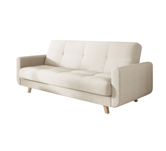 Jasnobeżowa sofa rozkładana Milo w salonie – nowoczesna kanapa z funkcją spania