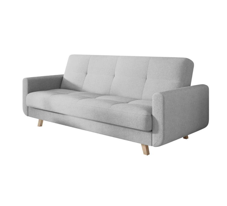 Jasnoszara sofa rozkładana Milo w salonie – nowoczesna kanapa z funkcją spania