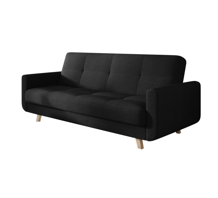 Czarna sofa rozkładana Milo w salonie – nowoczesna kanapa z funkcją spania